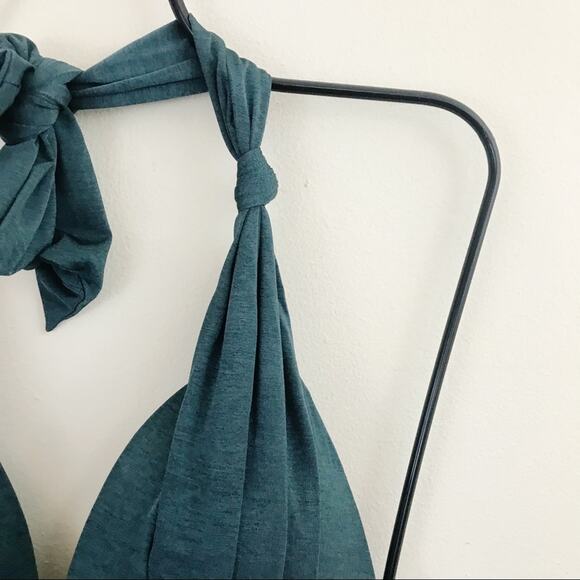 Athleta Aqualuxe Ruched Shirred Halter Tankini Bathing Swim Suit Top Green XXS - Picture 4 of 11